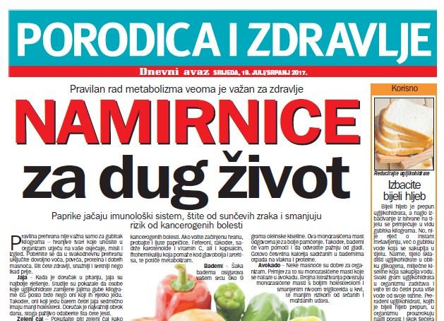 Srijedom u „Dnevnom avazu“ - magazin „Porodica i zdravlje“