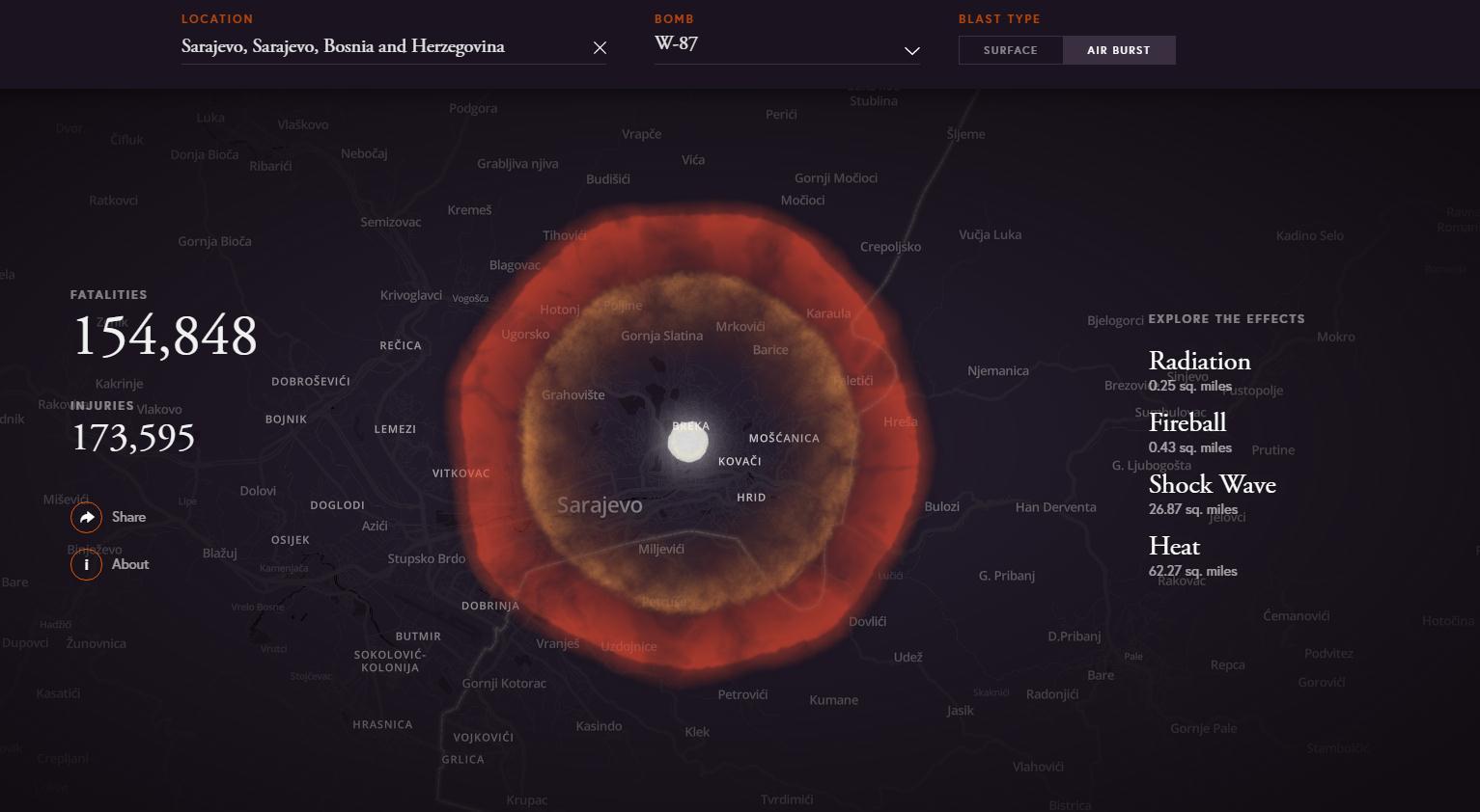 Simulacija užasa: Šta bi se desilo kad bi nuklearna bomba eksplodirala u Sarajevu?