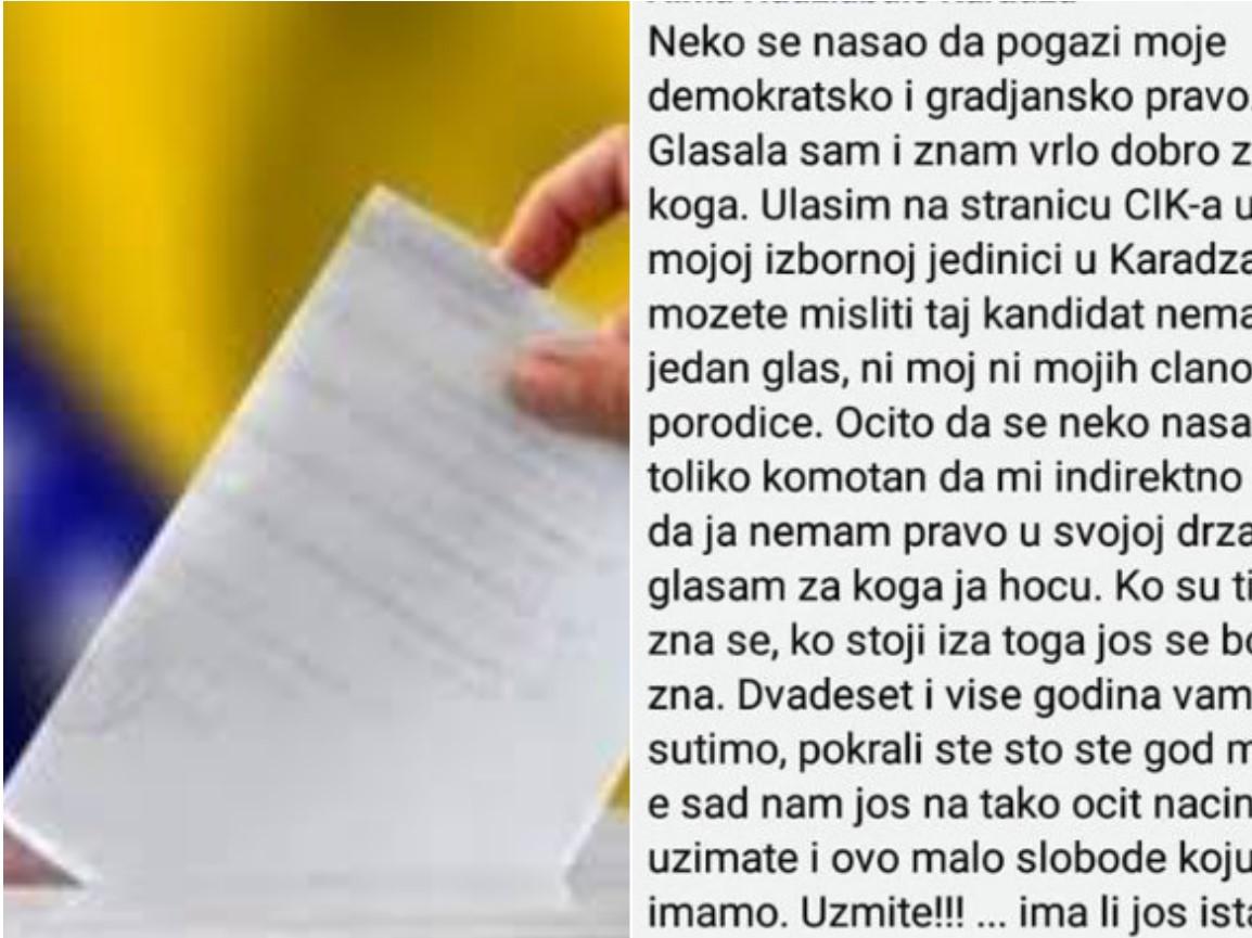 Nisu mi dali ni da glasam za koga hoću