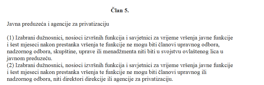 Faksimil Zakona o sukobu interesa FBiH: Član 5. precizan # zakon sukob interesa Zolj - Avaz