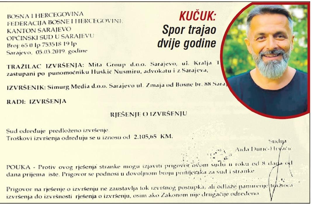 Faksimil rješenja o izvršenju presude od 5. marta ove godine - Avaz