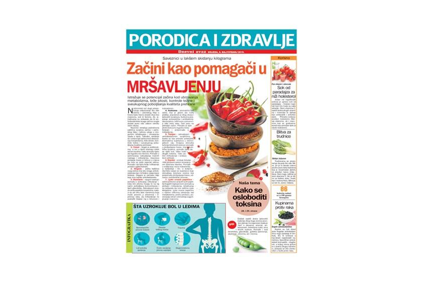 Srijedom u „Dnevnom avazu“ magazin „Porodica i zdravlje“