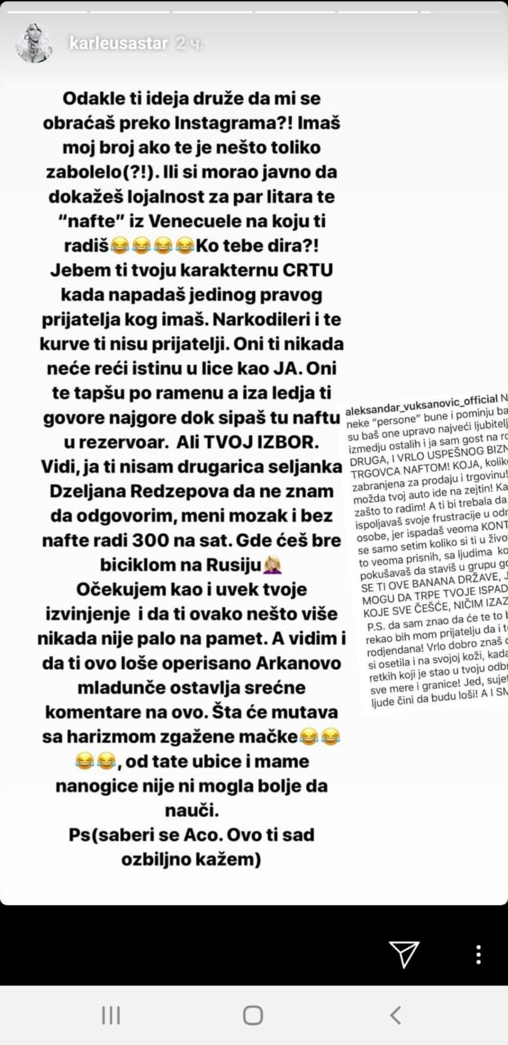 Žestok odgovor Karleuše Aci Lukasu - Avaz