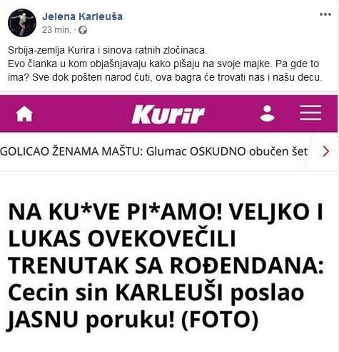 Poruka pjevačice na Facebooku - Avaz