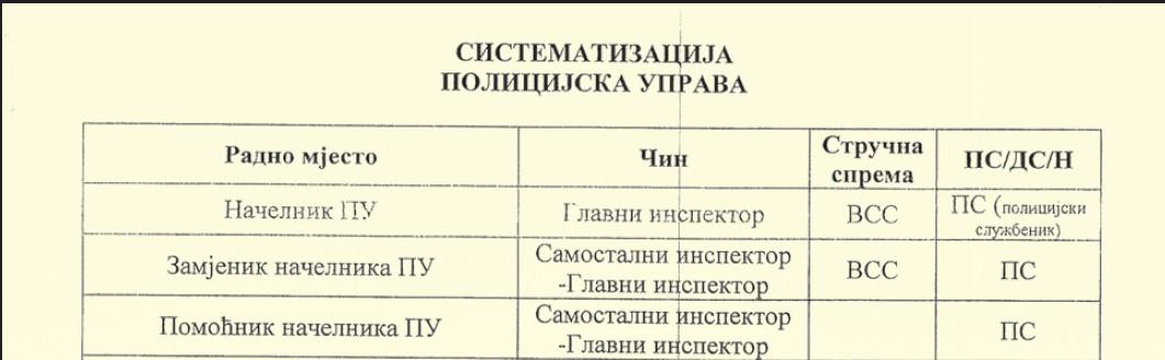 Predložena sistematizacija po uzoru na MUP RS - Avaz