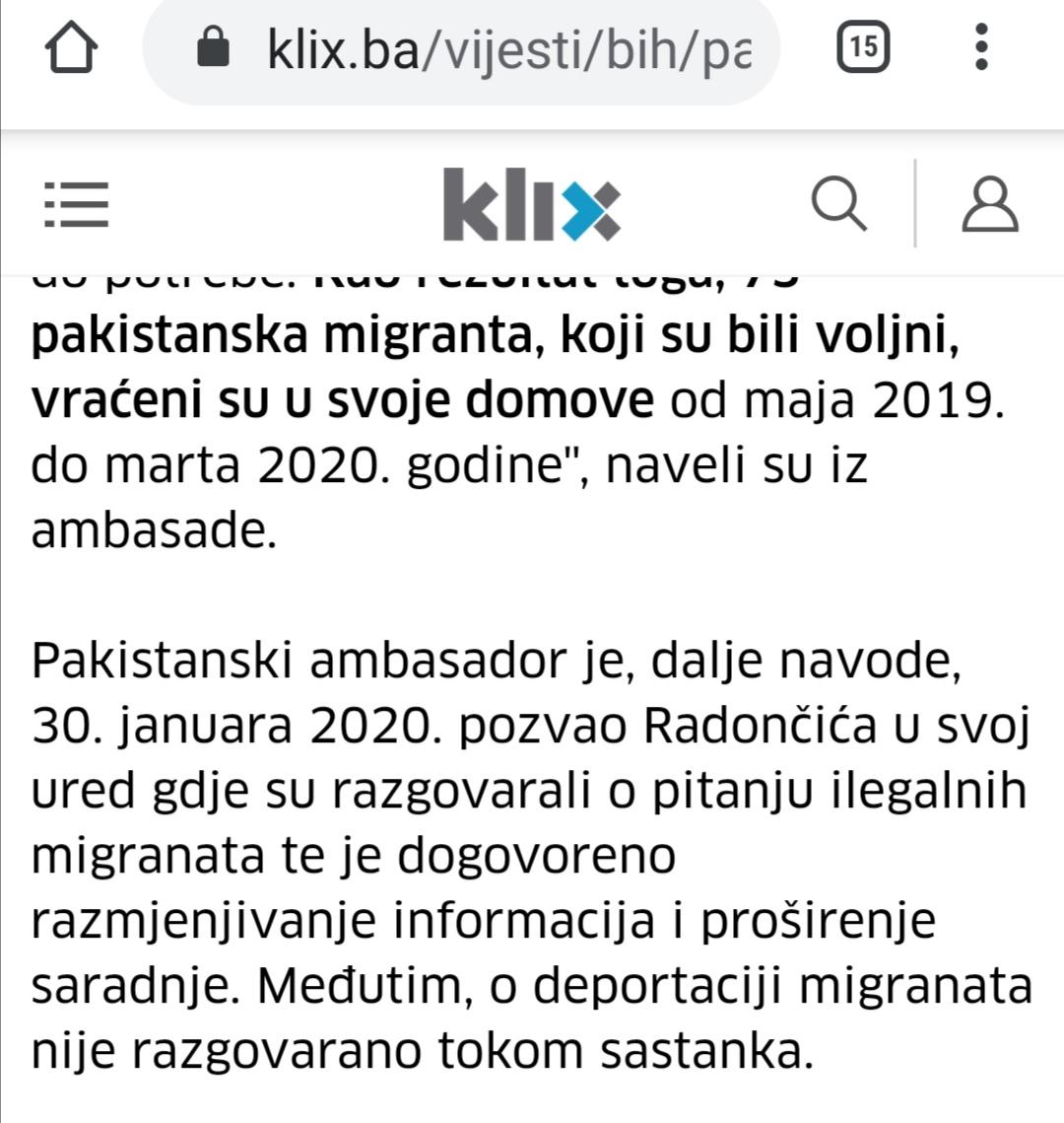 Objava saopćenja na portalu Klix - Avaz