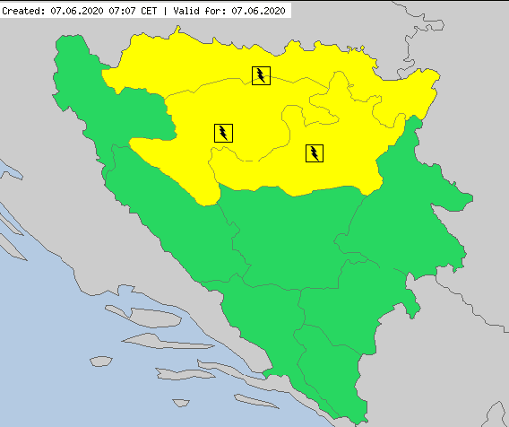 Žuti meteoalarm za tri regije - Avaz