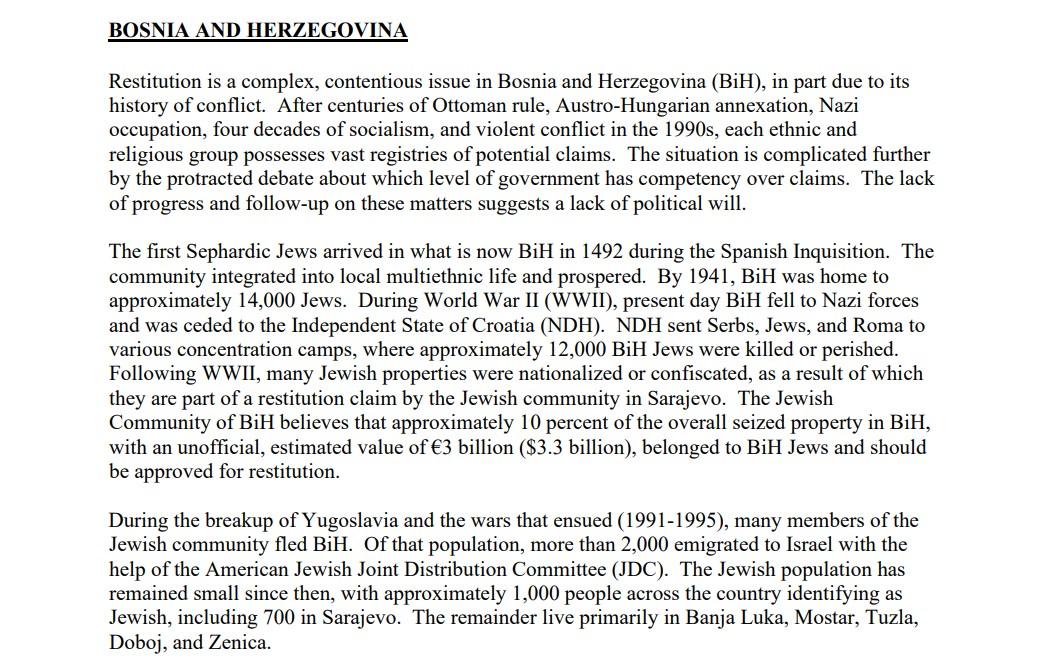 Faksimili izvještaja Stejt departmenta koji se odnosi na BiH - Avaz