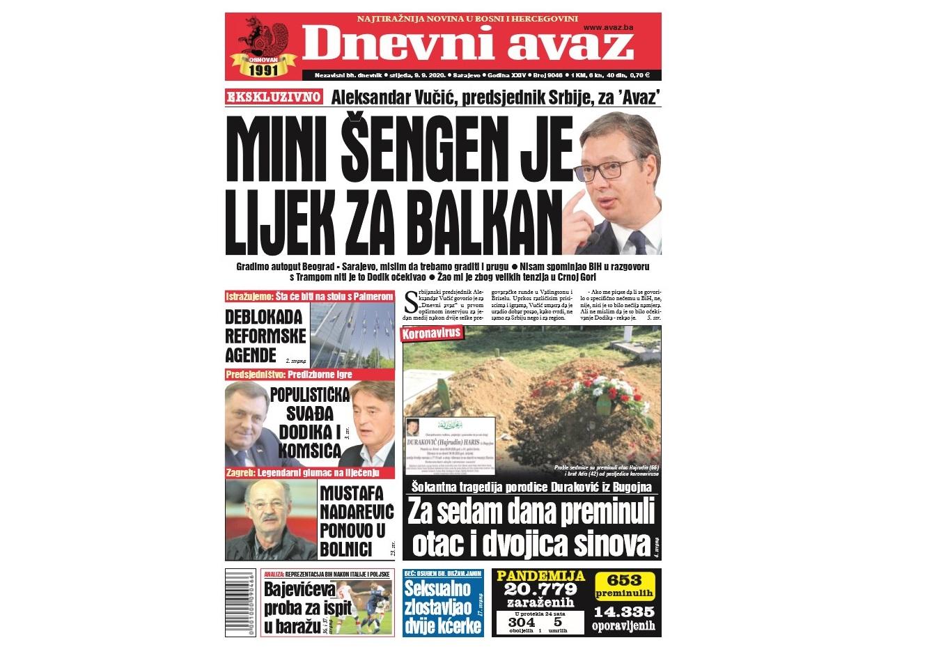 Danas u "Dnevnom avazu" čitajte: Mini Šengen je lijek za Balkan