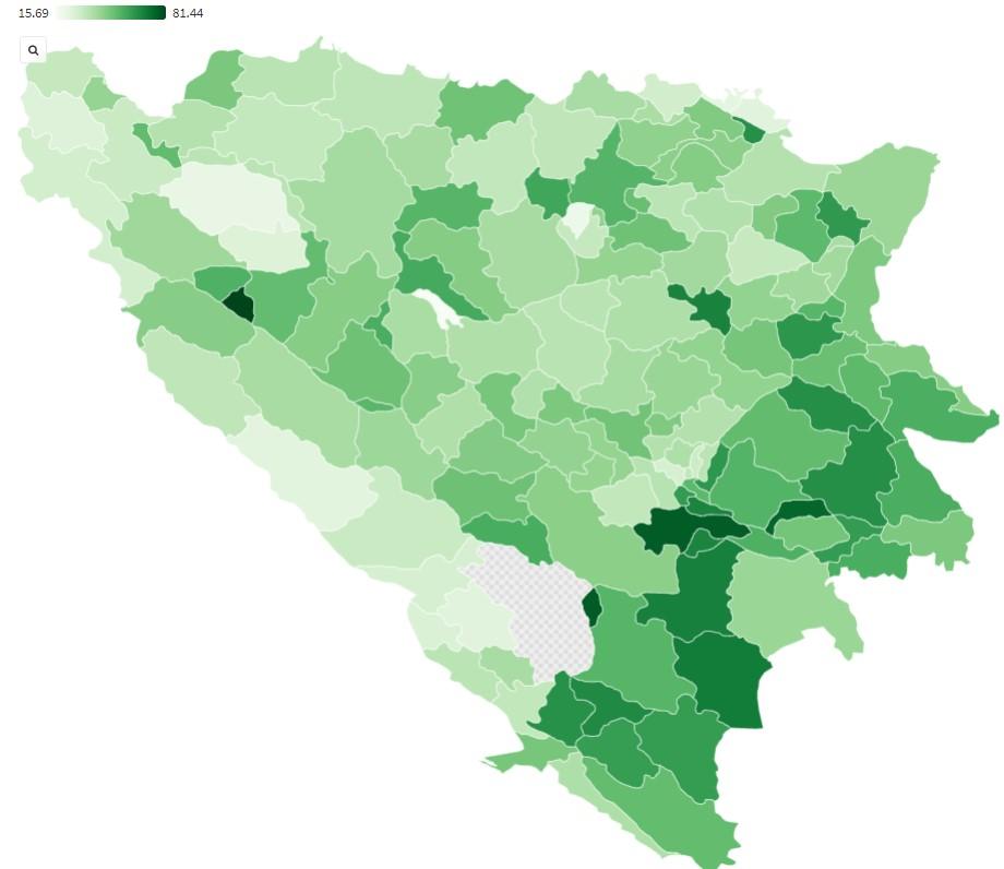 Interaktivna grafika o izlaznosti na izbore u BiH