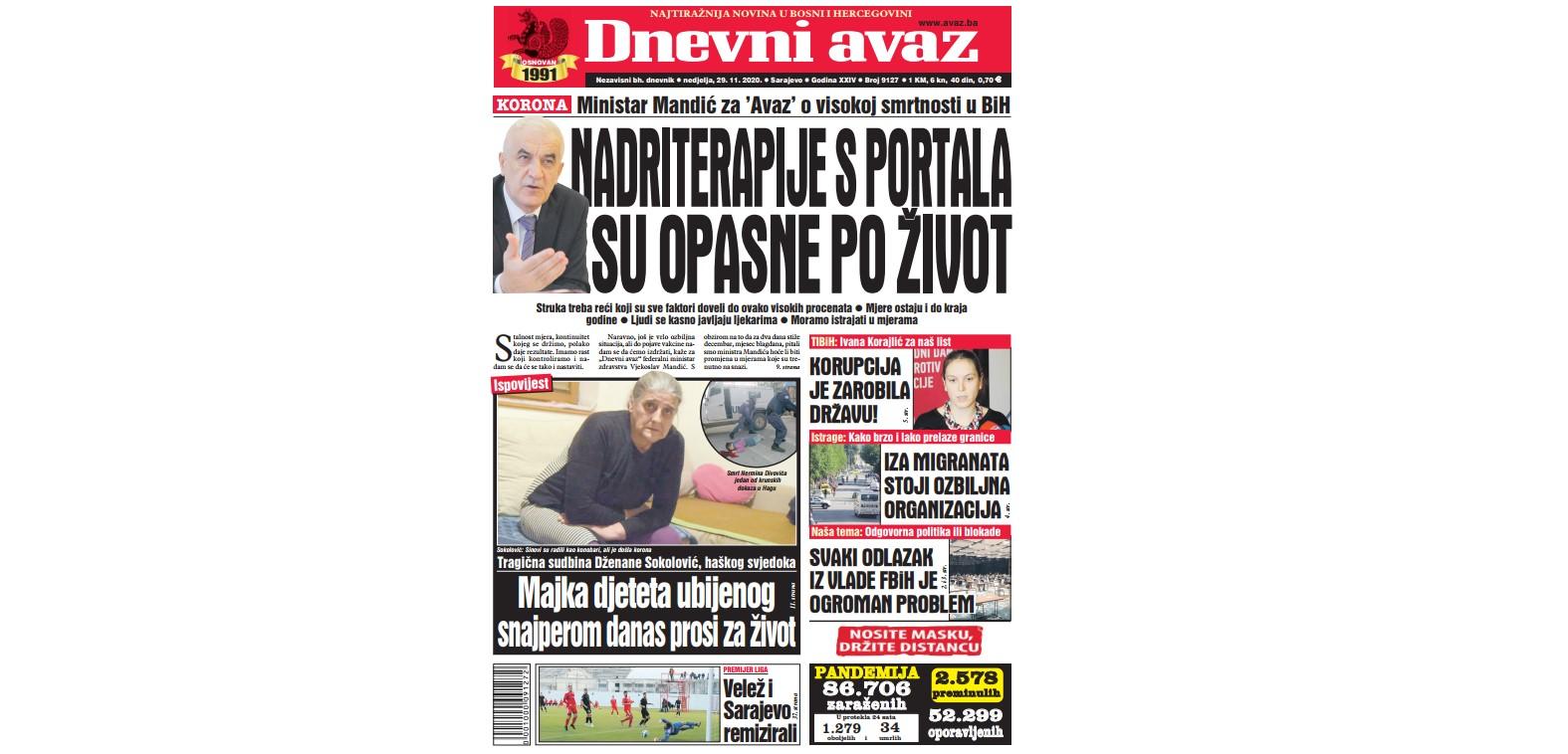 Danas u "Dnevnom avazu" čitajte: Nadriterapije s portala su opasne po život