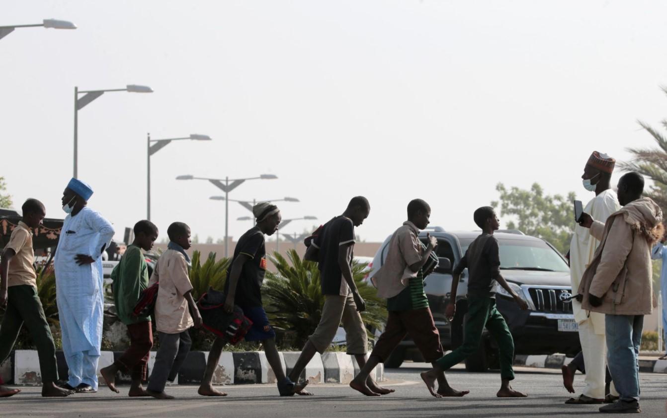 Freed Nigerian schoolboys walk after they were rescued by security forces in Katsina, Nigeria, December 18, 2020. - Avaz