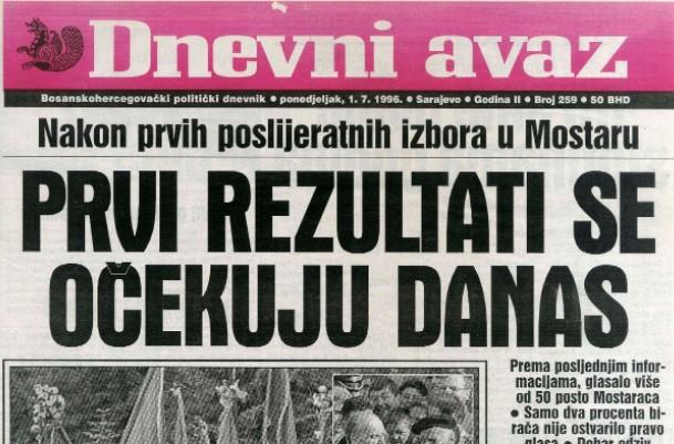 Kako je "Dnevni avaz" izvještavao o prvim poslijeratnim izborima u Mostaru 1996. godine