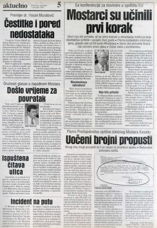 Tekst "Dnevnog avaza" 1. jula 1996. godine - Avaz