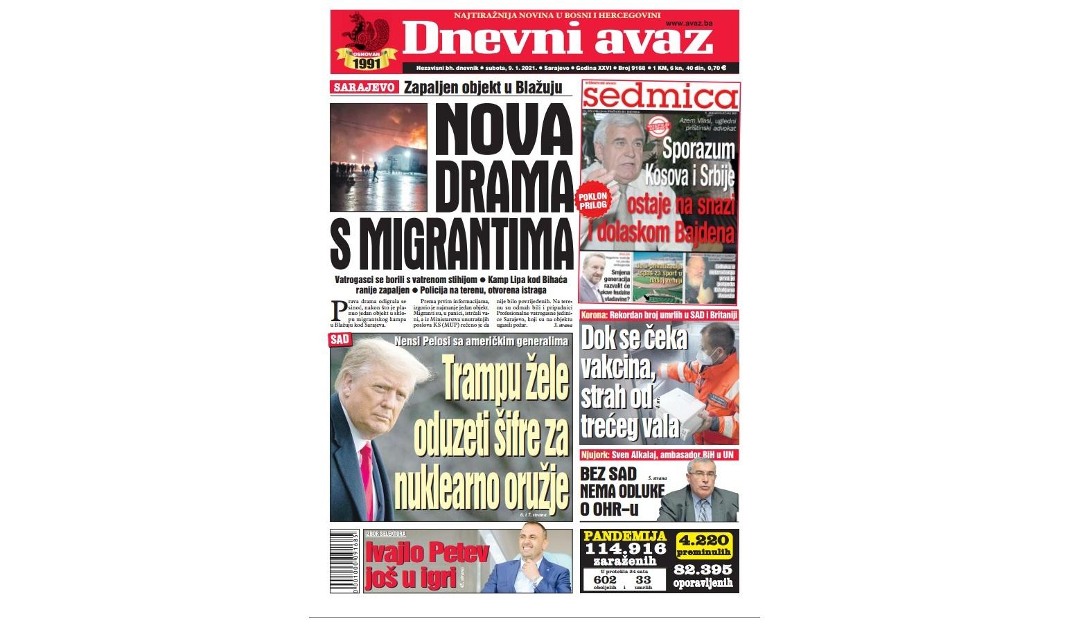 Danas u "Dnevnom avazu" čitajte: Nova drama s migrantima