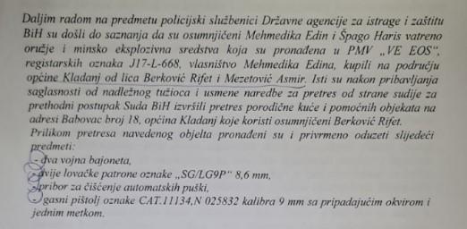 Oduzeti bajonet, plinski pištolj i lovačke patrone - Avaz