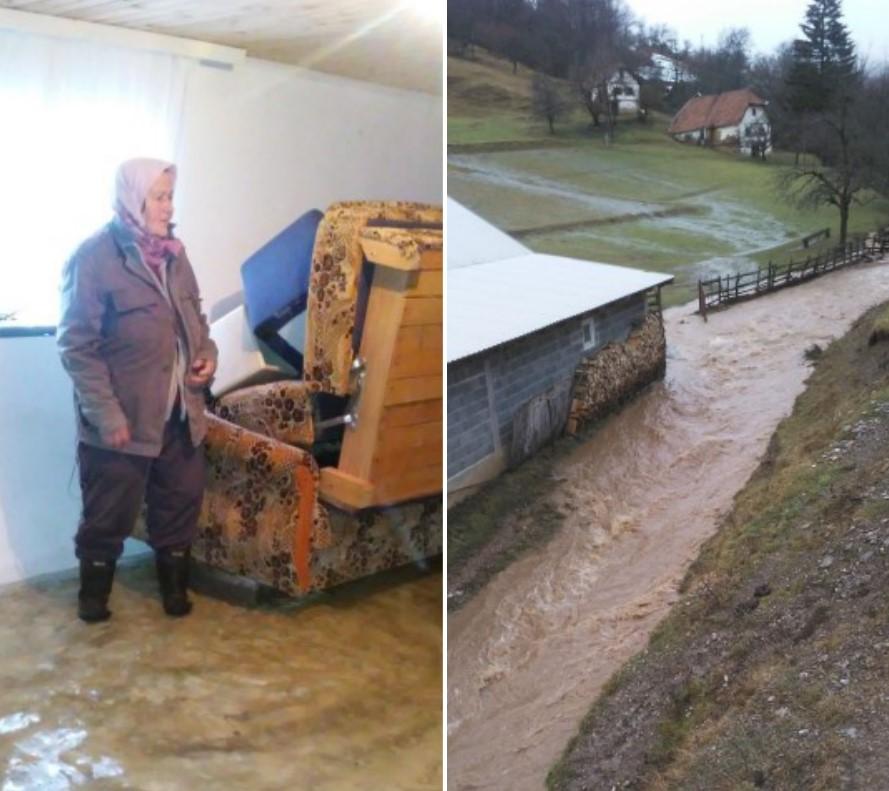 Odsječeni putevi kod Goražda, voda ušla i u kuće