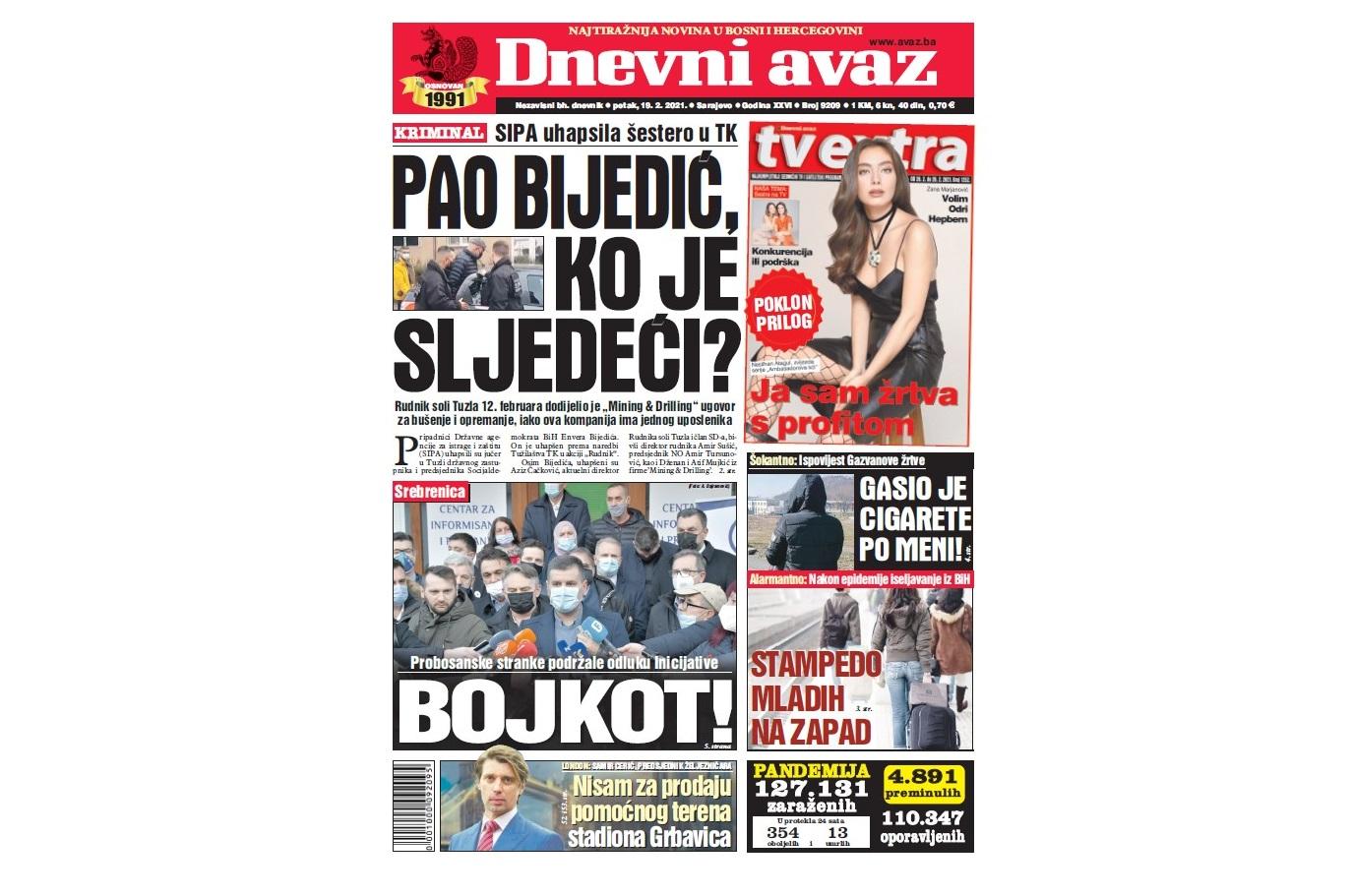 Danas u "Dnevnom avazu" čitajte: Pao Bijedić, ko je sljedeći?