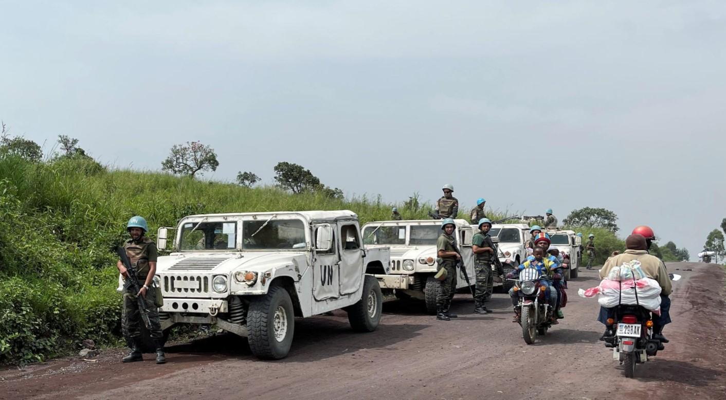 Peacekeepers serving in the United Nations Organization Stabilization Mission in the Democratic Republic of the Congo (MONUSCO) secure the scene where the Italian ambassador to Democratic Republic of Congo Luca Attanasio, Italian military policeman Vittorio Iacovacci and Congolese driver Moustapha Milambo from the World Food Programme were killed in an attempted kidnap when their convoy was attacked in Ruhimba village, eastern Democratic Republic of the Congo February 22, 2021. - Avaz