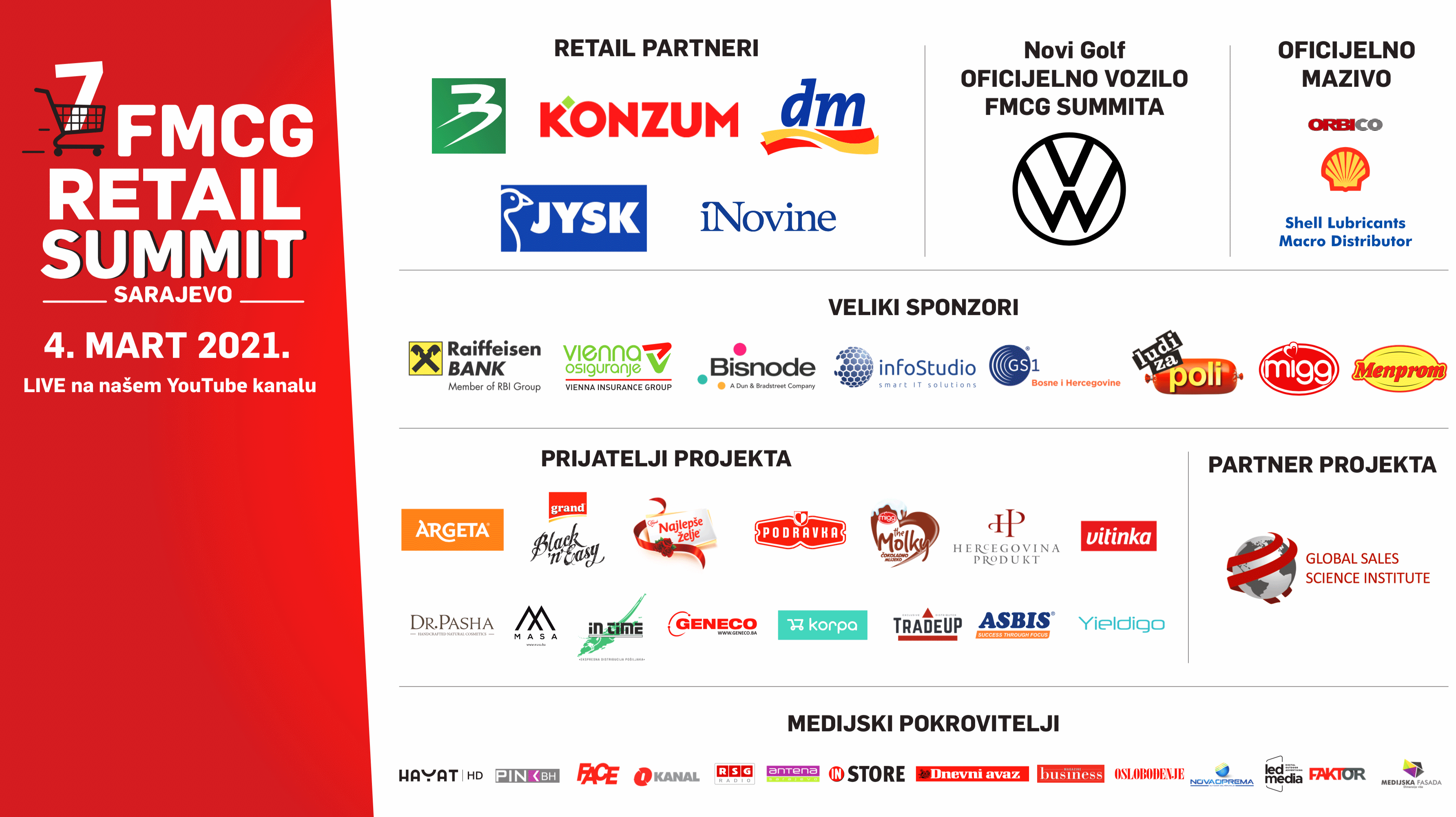 RETAIL PARTNERI, VELIKI SPONZORI,PRIJATELJI PROJEKTA, MEDIJSKI POKROVITELJI - Avaz