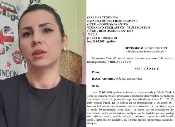 Optužena Admira Bašić za „Avaz“: Nisam pljuvala ni kašljala u medicinske sestre da bi ih zarazila