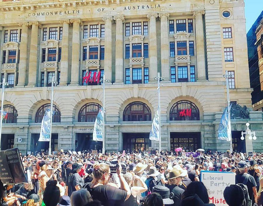 People marching during the #March4Justice campaign in Perth - Avaz