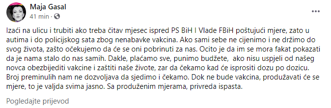 Objava na Facebooku - Avaz