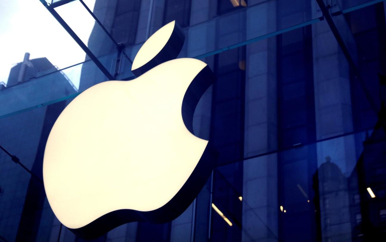 The Apple Inc logo is seen hanging at the entrance to the Apple store on 5th Avenue in Manhattan, New York, U.S., October 16, 2019. - Avaz