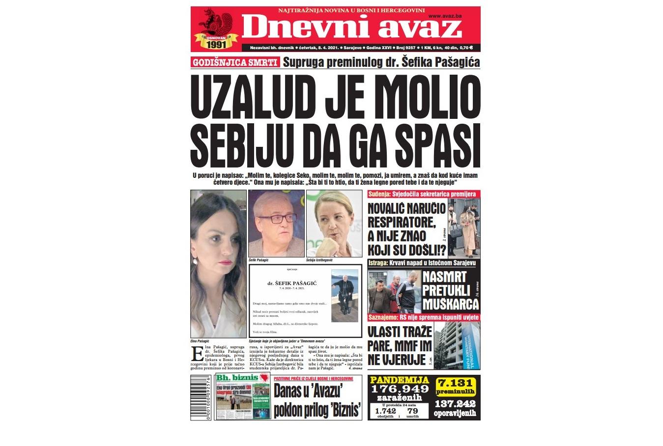 Danas u "Dnevnom avazu" čitajte: Uzalud je molio Sebiju da ga spasi