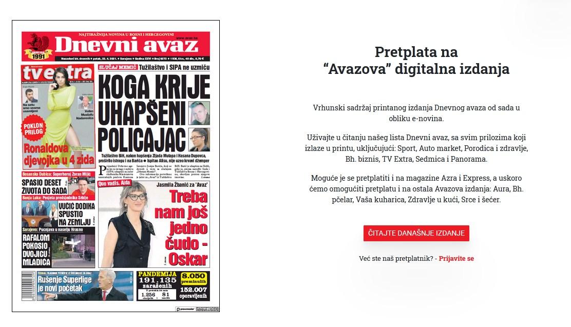 Pretplata na "Avazova" digitalna izdanja - Avaz