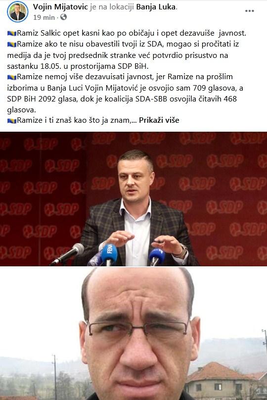 Faksimil Mijatovićeve objave - Avaz