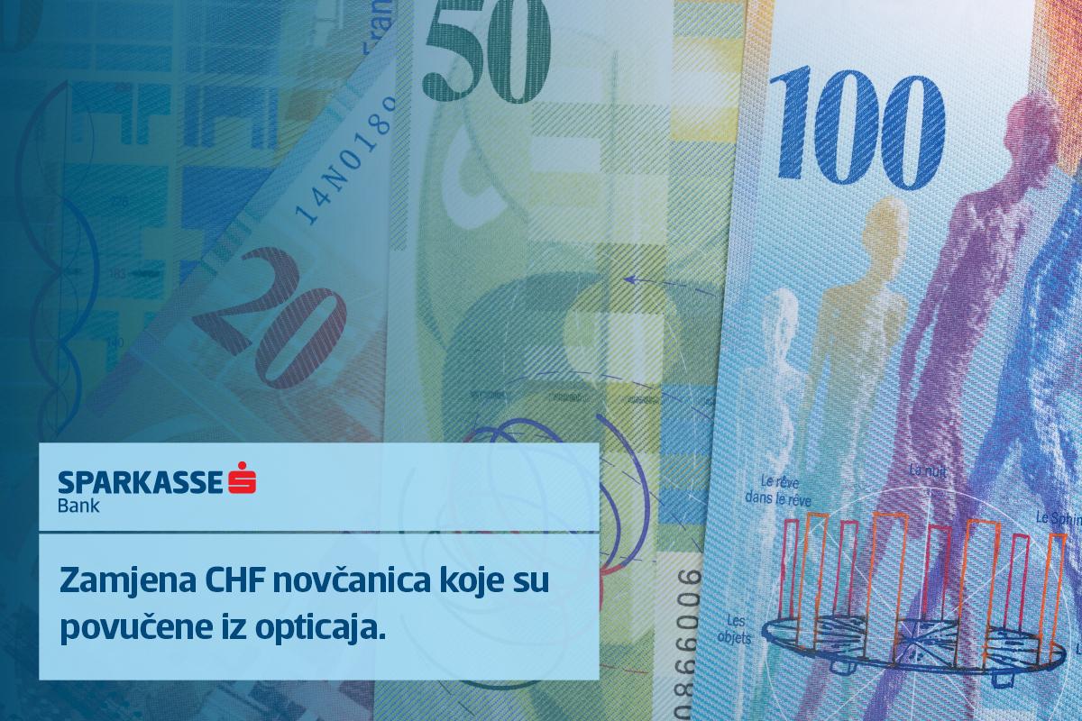 Sparkasse Banka nudi uslugu zamjene nevažećih novčanica švicarskog franka - Avaz