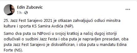 Zubčevićev status na Facebooku - Avaz