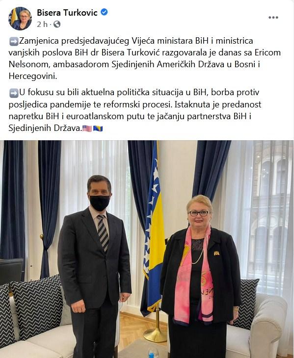 Sa sastanka ambasadora Nelsona i ministrice Turković - Avaz