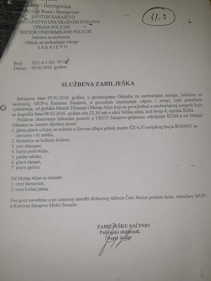 Official document on the confiscation of Dženan and Alisa's belongings - Avaz