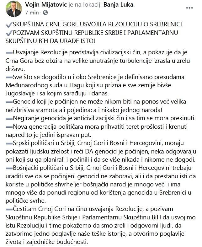 Status Vojina Mijatovića - Avaz