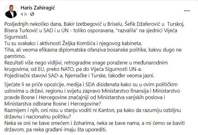 Status Harisa Zahiragića - Avaz