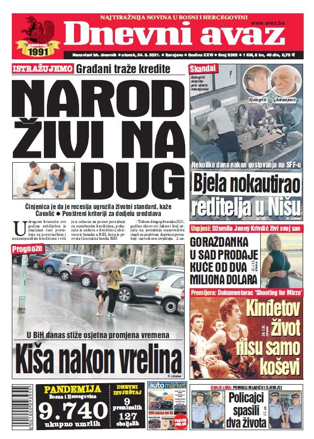 Današnja naslovnica "Dnevnog avaza" - Avaz