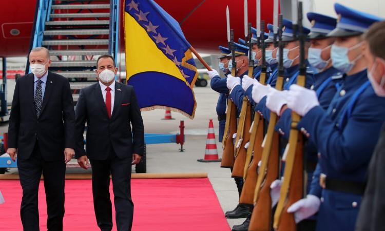 Turkish President Erdogan arrives in Sarajevo