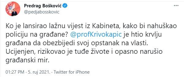 Faksimil Boškovićevog tvita - Avaz