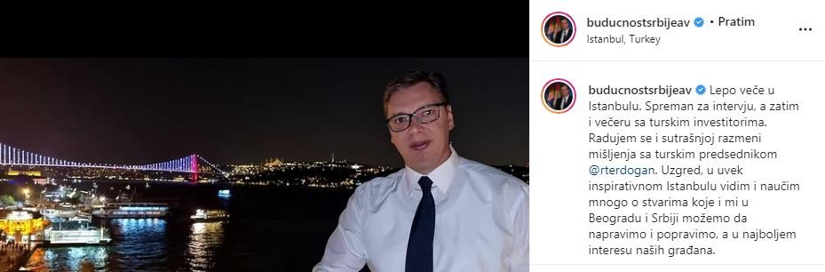 Objava Vučića na Instagramu - Avaz