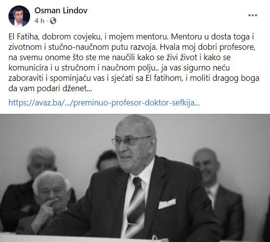 Objava Profesor Osman Lindova na Facebooku - Avaz