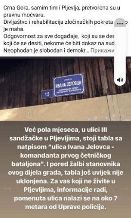 Fotografija iz Pljevalja: Samoproglasio ulicu s imenom četničkog komandanta