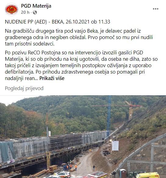 Objava PGD Materija na Facebooku - Avaz