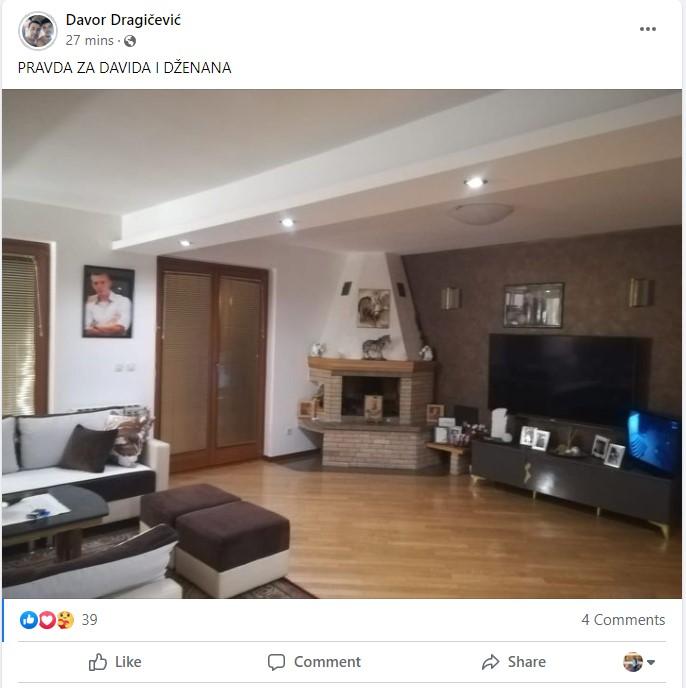 Objava Davora Dragičevića na Facebooku - Avaz