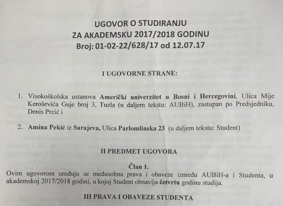 Faksimil ugovora o obnovi četvrte godine potpisan 12.jula 2017.godine - Avaz