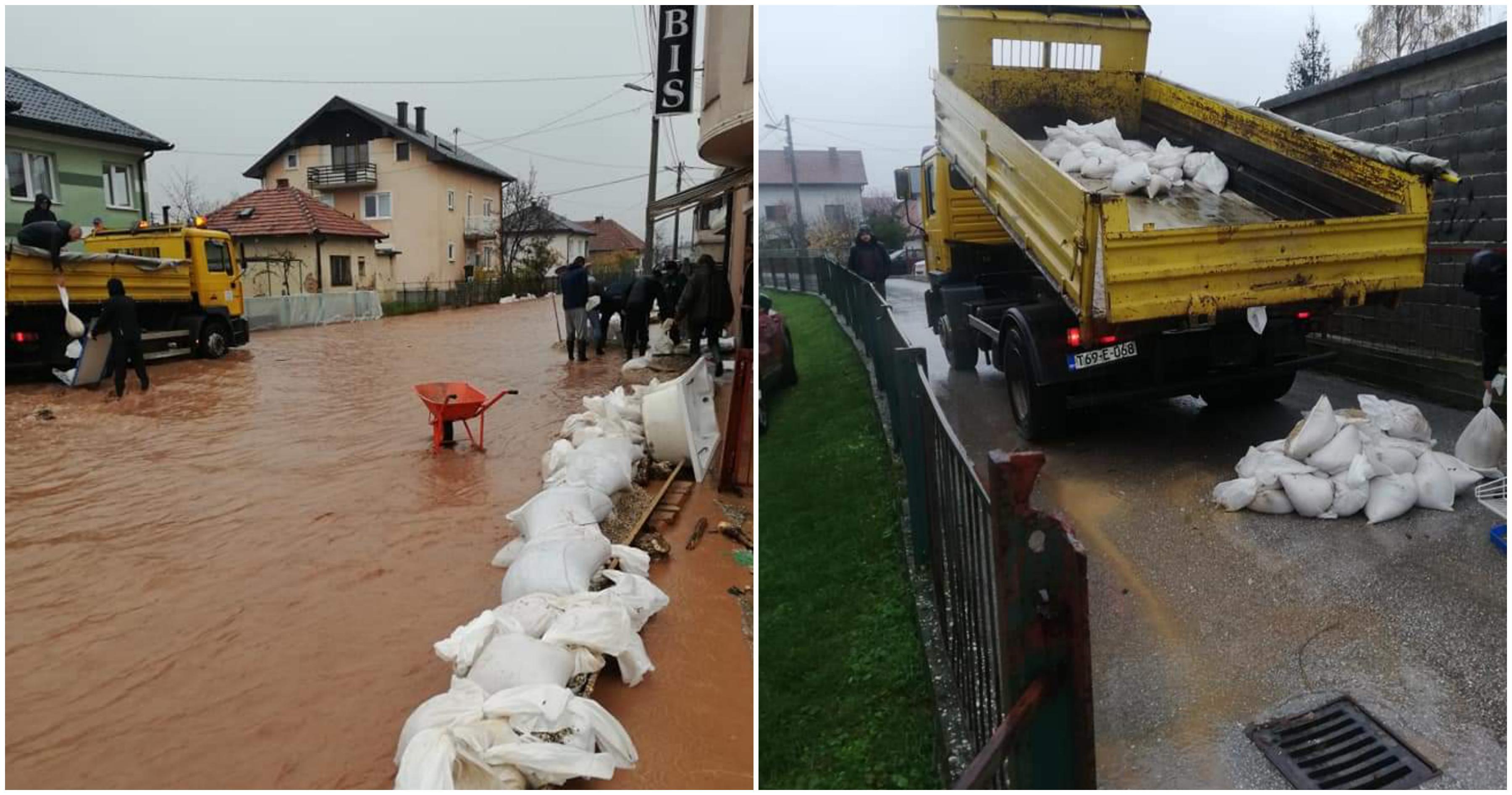 Građani s predstavnicima Civilne zaštite vrećama pijeska pokušavaju spasiti svoje domove