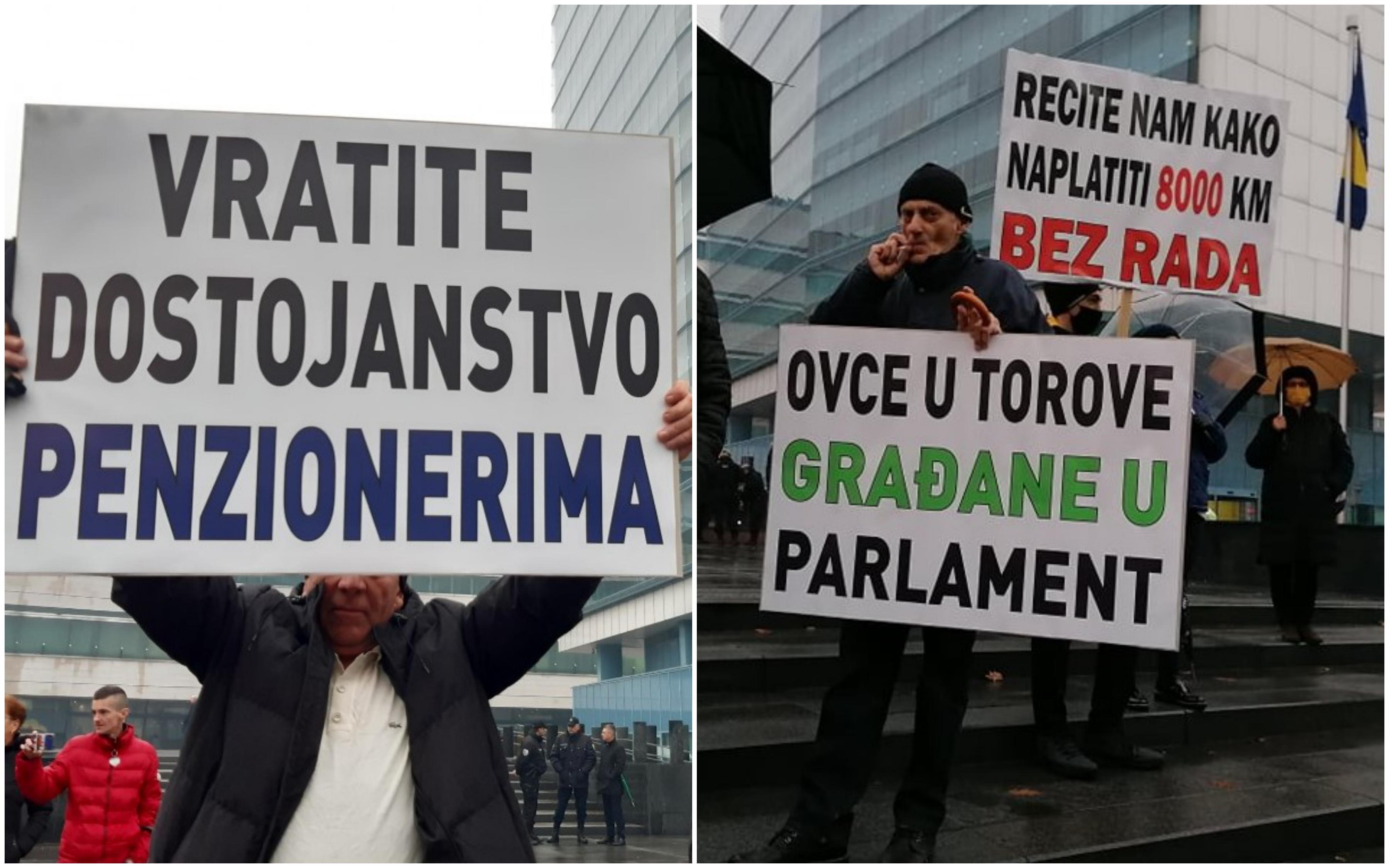 Poruke s protesta u Sarajevu: "Narod je gladan, a vi siti, samo idite, niste nam bitni", "kako naplatiti 8.000 KM bez rada"...