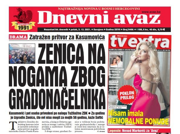 Danas u "Dnevnom avazu" čitajte: Zenica na nogama zbog gradonačelnika