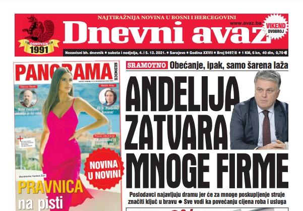 U dvobroju “Dnevnog avaza” čitajte: Andelija zatvara mnoge firme